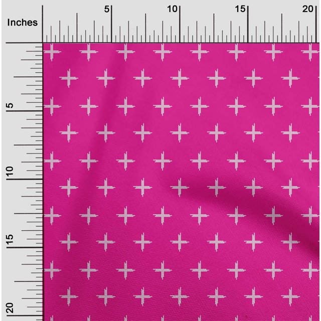 oneOone Georgette Viscose Fabric Plus Sign Kasuri Print Sewing Fabric BTY 42 Inch Wide