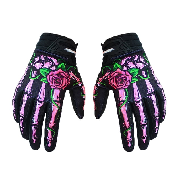 Decodeary Lightweight And Shockproof Skeleton Riding Gloves For Autumn Winter Breathable And Comfortable Durable Waterproof pink L 1Set