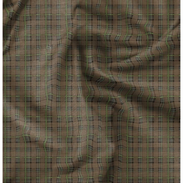 Soimoi Cotton Cambric Fabric Plaid Check Print Fabric by The Yard 56 Inch Wide