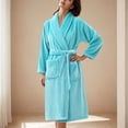 thumbnail image 1 of Soki Premium Womens Plush Soft Robe Fluffy, Warm, Fleece Sherpa Shaggy Bathrobe Light Blue L, 1 of 3