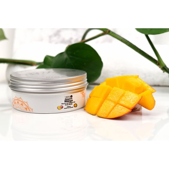 HONAM NATURALS Beurre pour le Corps avec Beurre de Karité (150 ml) et Vitamine E, Hydratant Quotidien Crémeux - Mangue