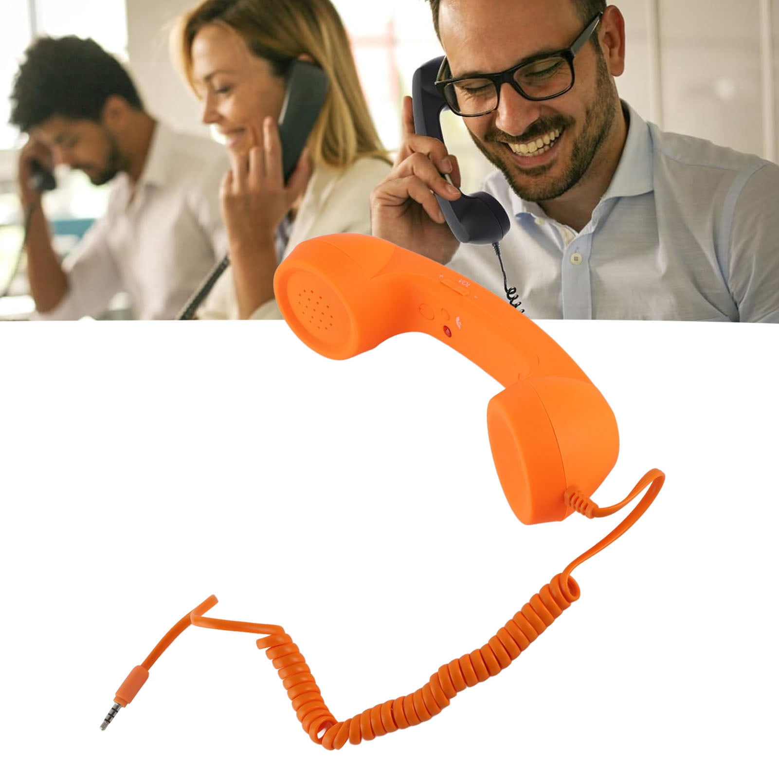 Combiné Téléphonique pour Téléphone Cellulaire, Combiné Téléphonique Rétro Récepteur de Téléphone Cellulaire Microphone avec Prise 3,5 mm, Récepteur Portatif USB‐C Anti‐radiation pour Téléphone Intelligent IOS