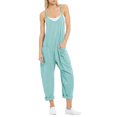 thumbnail image 1 of TrendOFT Jumpsuits For Women Casual Summer Solid Loose Pocket Spaghetti Strap Wide Leg Womens Overalls Rompers Mint Green S, 1 of 5