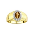 thumbnail image 1 of RYLOS Men's Rings 14K Yellow Gold Classic Halo Of  Diamonds 7X5MM Oval Gemstone Ring Tiger Eye November Birthstone Rings For Men Size 13, 1 of 7
