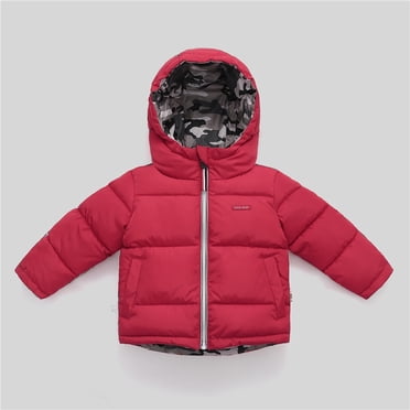 AAMILIFE Manteaux à Capuche pour Garçons Manteau d'Hiver en Duvet et Coton Parka Camouflage Portable des Deux Côtés Vêtements d'Extérieur