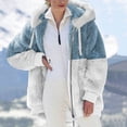 thumbnail image 2 of IROINID Manteau à Capuche Court pour Femmes, Couleur Contrastée, Manches Longues, Veste Chaude d'Hiver avec Fermeture Éclair, Blanc, 2 of 5