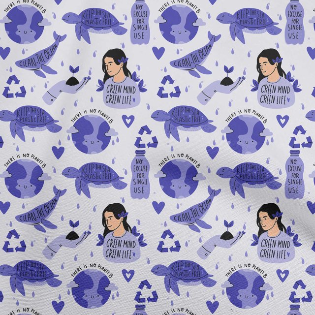 oneOone Polyester Spandex Medium Blue Fabric Earth Sewing Craft Projects Fabric Prints By Yard 56 Inch Wide