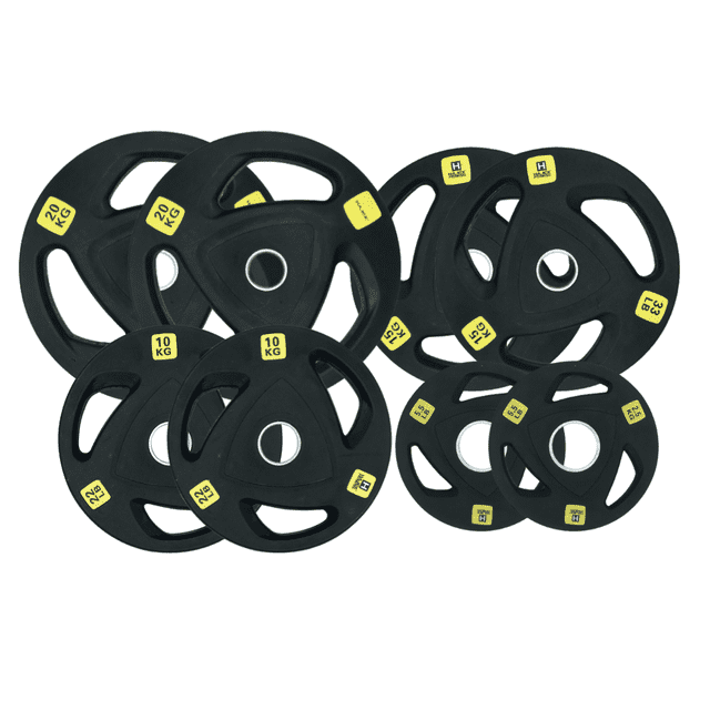 HAJEX Olympic Rubber Tri-Grip Plates Set 2 inch - 209LB Set - ( 5.5LB, 22LB, 33LB, & 44LB)