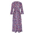 thumbnail image 4 of Fshaion Robe d'Été pour Femmes 2024 Grande Taille Col en V Imprimé Manches 3/4 Patchwork Robe Longue Décontractée Liquidation à Moins de 10!, 4 of 5