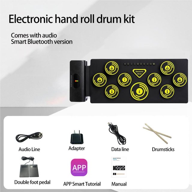 Baohd Electronic Drum Set Portable Drum Roll Up Drum Practice Drum Pad for Kids Children Beginners No.1