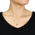 thumbnail image 4 of Miabella Diamond Accent Sterling Silver Flower Pendant; 18", 4 of 4