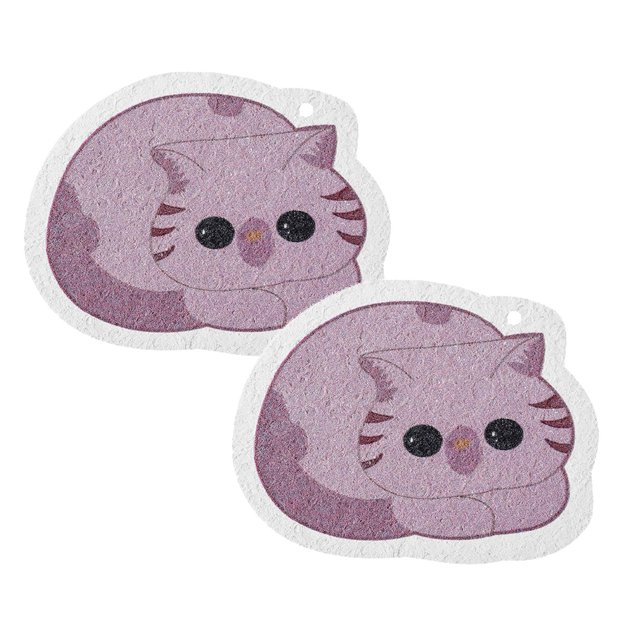 Oleegame 2PC Ten Dollar Items Cartoon Dish Cloth Compressed Sponge Wipe Dishwashing Sponges Rag For Home Kitchen Pot Dishes Bowls Cleaning Tool Purple