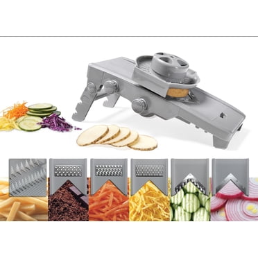 Starfrit Gourmet Mandoline, 6 Interchangeable Stainless Steel Blades, Adjustable Thickness, Safety Guard, Blade Storage Case, Dishwasher Safe, For Fruits and Vegetables