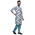 thumbnail image 2 of Atasi Designer Kurta Pajama For Men Printed Angrakha Kurta Set Summer Clothing, 2 of 3