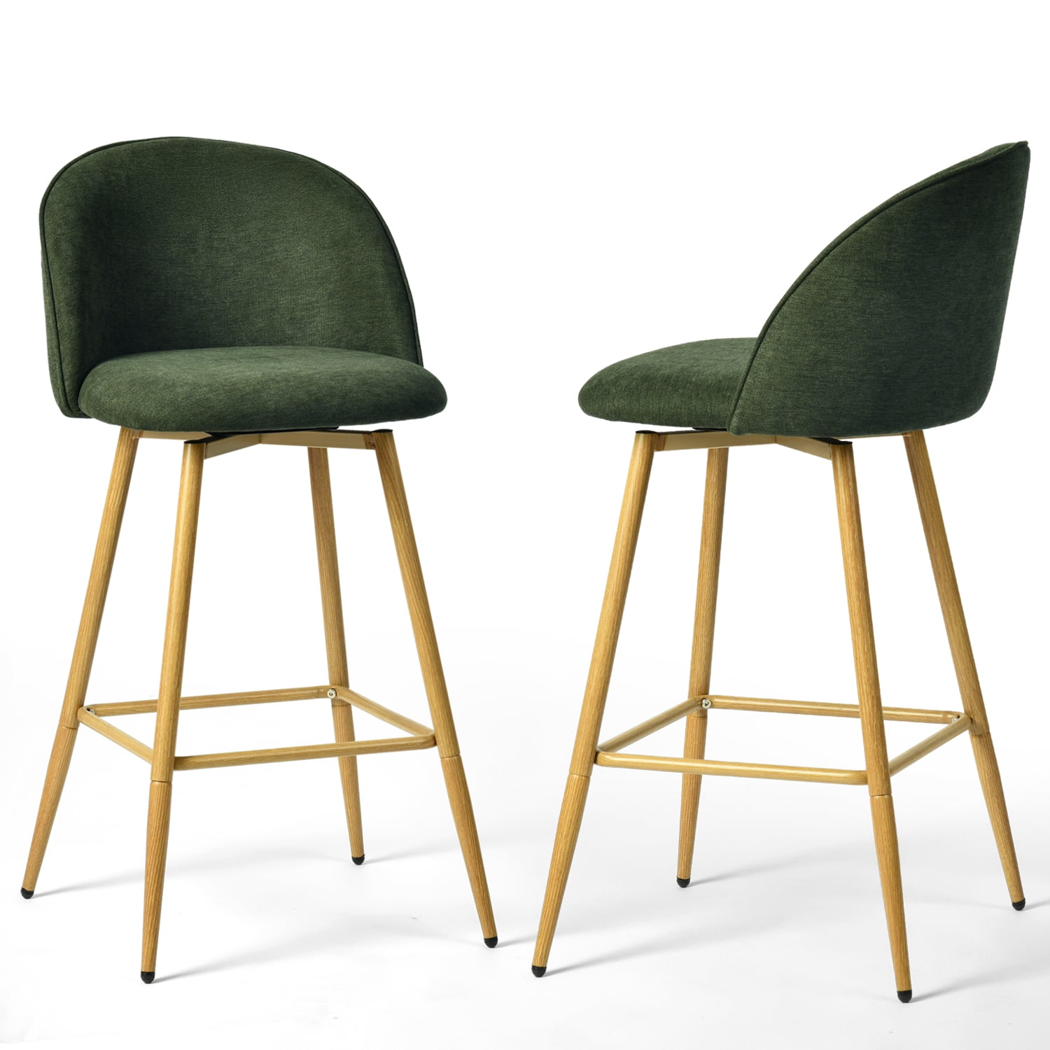 Homy Casa Ensemble de 2 tabourets pivotants 24.4", chaises vertes en tissu pour îlot de cuisine et bar maison