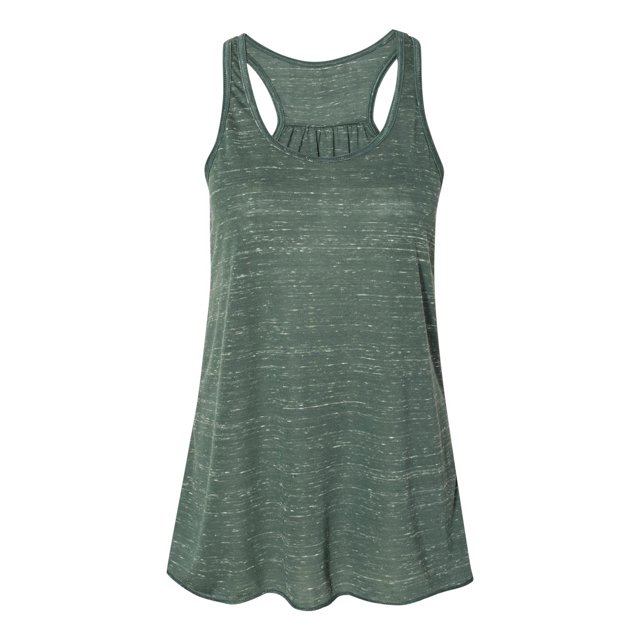 Bella Ladies Flowy Racerback Tank, L, Forest Marble