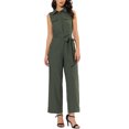 thumbnail image 2 of Unique Bargains Women's Sleeveless Button Front Jumpsuit, Khaki, 2 of 8