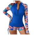 thumbnail image 2 of LSLJS Women Two Piece Rash Guard Long Sleeve Swimsuits UV Swim Shirt Bathing Suit with Boyshort Bottom, 2 of 7