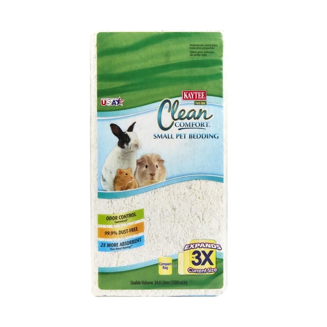 Kaytee Clean Comfort Literie pour Petits Animaux Blanche 24,6 L dans un Sac Rectangulaire compact avec une Literie en Papier Douce et Absorbante, Contrôle des Odeurs et 99,9 % de Propriétés Sans Poussière, Idéale pour les Petits Animaux comme les hamsters, les Lapins et les reptiles, s'Étend jusqu'à Trois Fois Sa Taille pour le Confort de la Nidification.