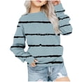 thumbnail image 2 of QIPOPIQ Chandail en Molleton Surdimensionné pour Filles Chandails en Molleton Rayés d'Automne Col Rond Manches Longues Chemise Décontractée Pull Ample Vêtements d'Hiver pour Enfants 1-12 Ans Liquidation, 2 of 6