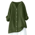 thumbnail image 4 of AherBiu Plus Size Tops for Women Cotton Linen Button down Shirts Causal Long Sleeve Fall Loose Fitting Blouses, 4 of 4