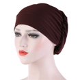 thumbnail image 3 of Women Solid Beading Hat Muslim Ruffle Cancer Chemo Hat Wrap Cap, 3 of 3