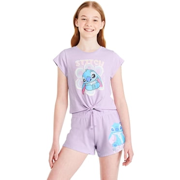 Disney Girls' Stitch Front Knot T-Shirt