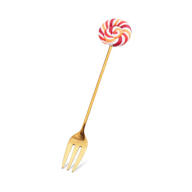 Cartoon Style Adorable Household Hotel Tableware Portable Reusable Stirring Dinnerware Cake Salad Dessert Flatware Candy Fork Brown