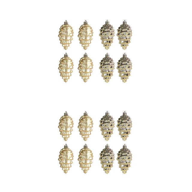 Decodeary 8pack/lot Thoughtful Presents Plastic Pine Cone Decorations For Christmas Tree ABS Plastic Pine Tree Hanging Gold 2Set