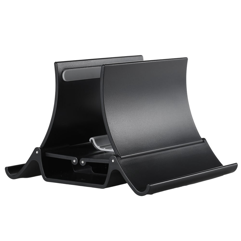 Multifunctional Vertical Laptop Stand ABS Material Stable Structure Auto Adjust for Mobile Phone Tablet Laptop Black