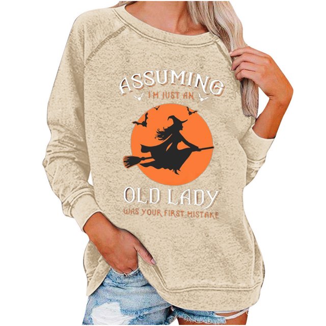 Rbaofujie Chandails à Capuchon Tunique pour Femmes Femmes Décontracté Manches Longues Col Rond Hauts Blouse Ample Imprimé Graphique Chandail Molletonné Kaki Chandails à Capuchon pour Ados