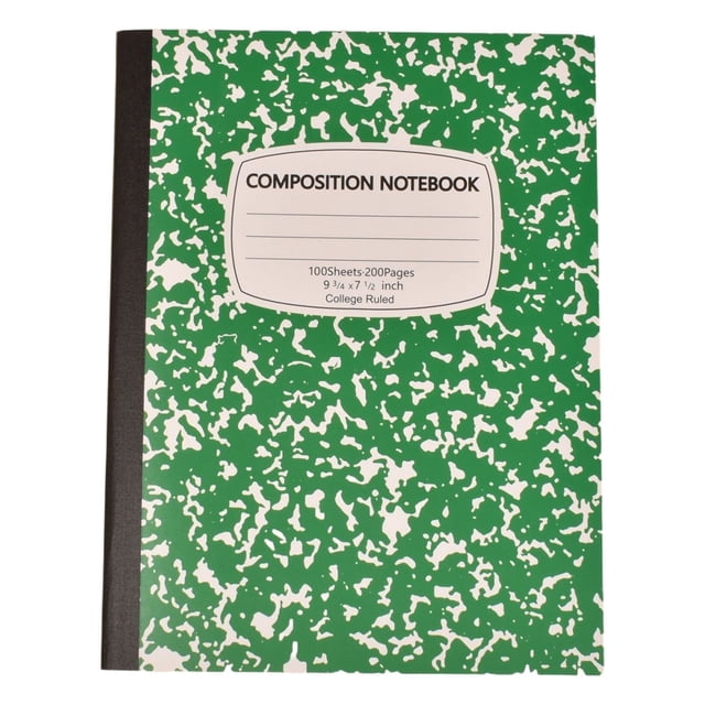 ZTTD 1 Pack Composition Notebook Wide Ruled, 200 Pages (100 Sheets), 9-3/4x7-1/2 Inch, Notebooks for Work, Green Marble Covers Composition Books (Style9-Green)