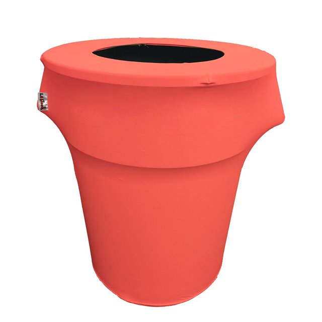 LA Linen Stretch Spandex Trash Can cover 44-Gallon Round,Coral