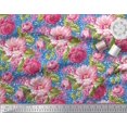 thumbnail image 3 of Soimoi Poly Georgette Fabric Leaves & Peony Floral Print Sewing Fabric Yard 42 Inch Wide, 3 of 5