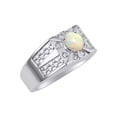 thumbnail image 3 of RYLOS Men's Rings Sterling Silver Designer Starburst 7MM Round Gemstone & Diamond Ring Opal October Birthstone Rings Size 10, 3 of 7