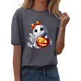 thumbnail image 2 of YLHFASHION T-shirt d'Halloween pour Femmes à Manches Courtes, Col Rond, Graphique, Hauts Imprimés Citrouille, Chandails Décontractés d'Automne 2025, Soldes Aujourd'hui, Liquidation, T-shirt à Manches Courtes pour Femmes, 2 of 4