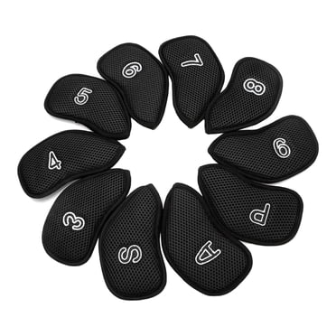 10Pcs/Pack Meshy Golf Iron Covers Set Golf Club Head Cover Golf Iron black