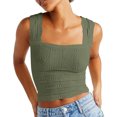 thumbnail image 1 of LSLJS Womens Summer Solid Tank Tops Neck Crop Tops Flower Spring Going Out Tops Slim Crop Cami Wide Straps Sleeveless Shirts Top, Womens Tank Tops, 1 of 9