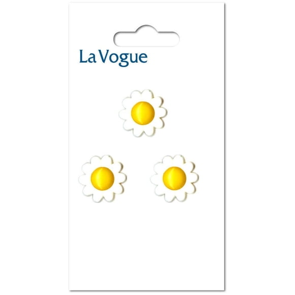 LA VOGUE Shank Button Yellow and White Flower, 15 mm (0.59 in)