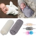 thumbnail image 2 of Coofit 2 Pcs Emmaillotage pour Bébé Mode Coton Extensible Accessoire Photo pour Bébé avec 3 Bandeaux, 2 of 10