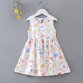 thumbnail image 2 of Pisexur Robe Fille Été Imprimé Floral Robe à Volants Sans Manches Ample Plissée Midi 1-6 Ans, 2 of 4