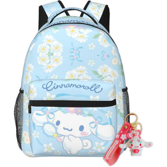 Cinnamoroll Cartoon Cinnamoroll Backpack Blue The Puppy Looks In The Mirror Daypack Laptop Shoulder Travel Sports Hiking Camping Bag And Women With Keychain