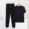 thumbnail image 2 of Timegard Ensembles de Pyjamas pour Femmes Grande Taille T-Shirt Ample à Manches Courtes Pantalon à Bas Resserré Tenues de Pjs Confortables Vêtements d'Intérieur, 2 of 3