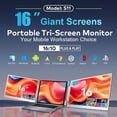 thumbnail image 2 of TUTT 16” Dual Portable Monitor | 16:10 Ratio FHD IPS Triple Screen Extender | Dual Rotating Screens | Standalone | H5 Converter Cable | Windows, Mac OS – Model S11, 2 of 11