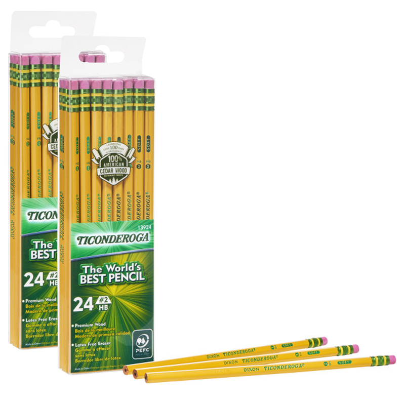 Ticonderoga Crayons, Mine Douce No 2, Jaune, 48 Unités, Lot de 2
