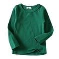 thumbnail image 1 of T-shirts Filles Bébé Garçon Fille Col Rond Manches Longues Doux Hauts Unis Vert Foncé 9-10 Ans, 1 of 2