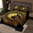 thumbnail image 2 of YST Black and Gold Queen Quilt Set Hippie Mandala Coverlet Set, Boho Floral Bedding Set Exotic Style Tribe Pattern Bedspread Set, Paisley Flower Bed Quilt, 2 of 3