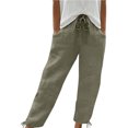 thumbnail image 1 of FNFYFH Clearance Women's Stylish Linen Pants Elastic Waist, 1 of 5