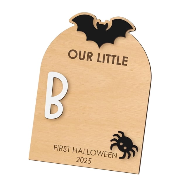 Elodie Baby's First Halloween Footprint Plaque DIY Family Birthday Decorative Board Bat