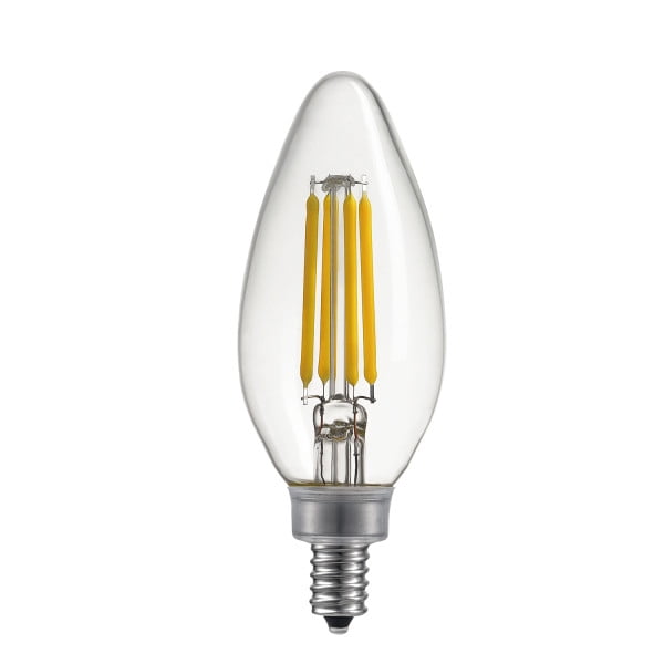 Ampoule Edison B10 à DEL équivalant à 60 W à filament et à intensité réglable de 2 700 K, candélabre E12 (paquet de 6)